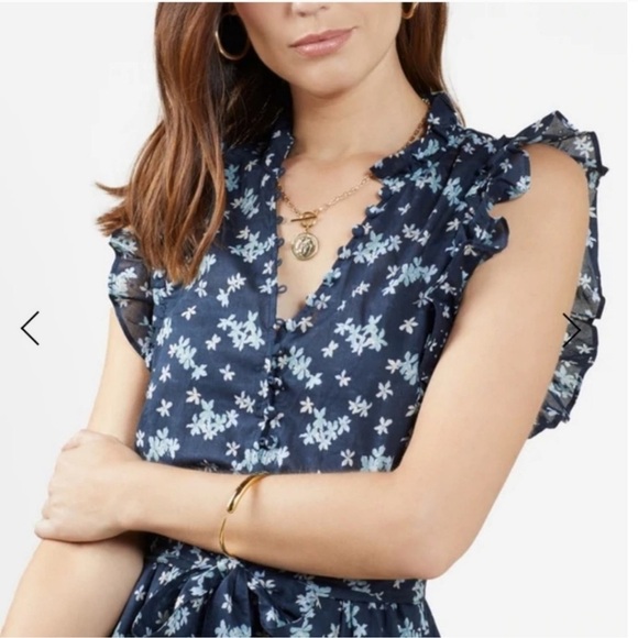 OuterKnown Canyon blue floral clip dot midi dress - Picture 12 of 12